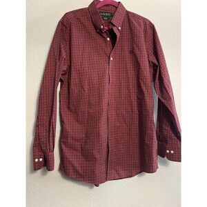 Ralph Lauren Men's Shirt Red Size Large Long Sleeve Button Up Plaid 16 1/2 34/35